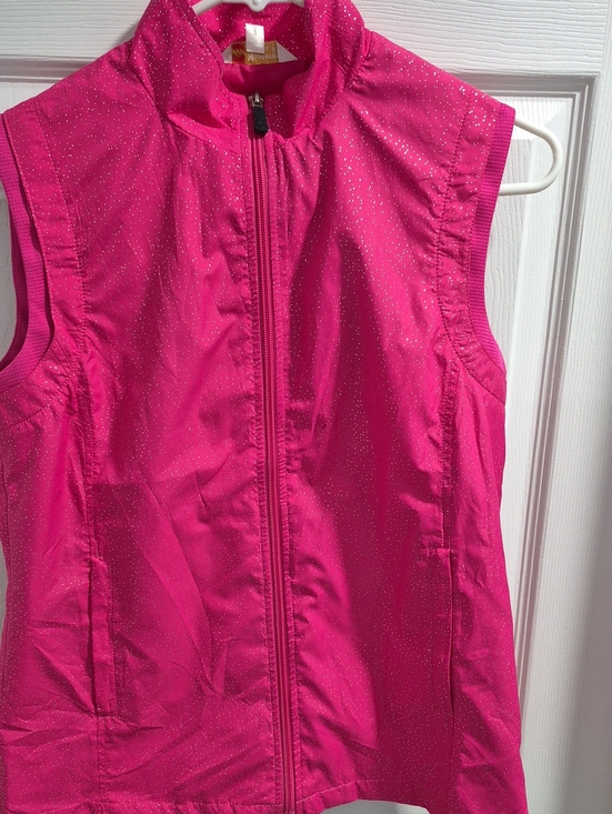 Monterey Club Jackets & Blazers - Women’s Sleeveless Zip Vest in Vibrant Pink with Subtle Shine